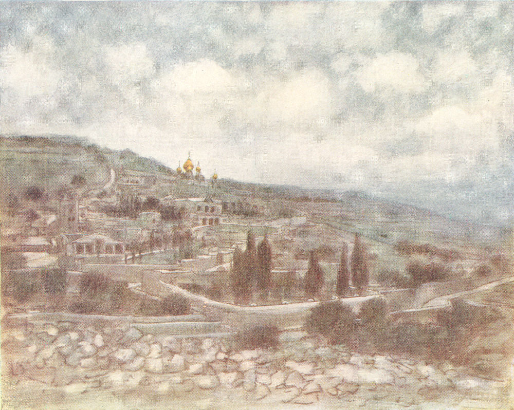 ISRAEL. Palestine. Mount of Olives, Holy Land 1920 old antique print picture